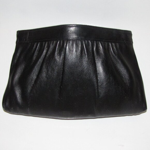 Elegant Vintage Black Leather Bow Clutch, EUC - Picture 2 of 3